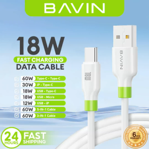 BAVIN CB412 1.2m / 1m Fast Charging Cable Supports 12W/18W/30W/60W w/ High-Speed Data Transfer For Micro / iPh / Type-C