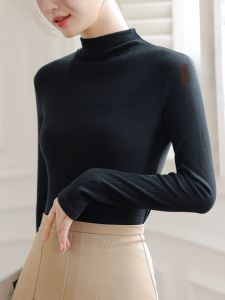 miiow | Black Long Sleeve Base Shirt Womens Autumn Winter Inner Spring Style Velvet Warm Fashionable Slim Fit Top Cat Person MiiOW