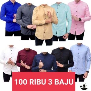 100 Ribu 3 Baju Kemeja Pria Dewasa Bahan Katun Signature Adem Kerja Casual Formal 100 Ribu 3 Baju