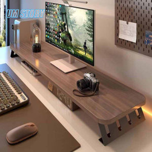 80cm Wooden Computer Monitor Stand Desktop Storage Rack Base Desktop Bracket Laptop Stand
