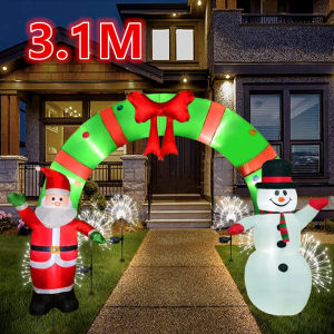 3.1M inflatable toy arch Santa Claus and snowman LED lights indoor and outdoor Christmas decoration party garden props