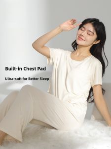 miiow | Cat Woman Summer Sleepwear Loose Thin Short Sleeve Long Pants Home Clothes For Women Breathable Comfortable Underwear