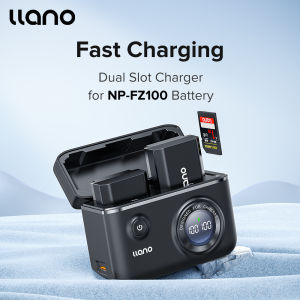 LLANO NP-FZ100 Camera Charger Dual Slot Digital Display with SD Card Storage Function For Sony A7M4/A7M3/A7R4/A7R3A7C/A7S3/A6600/A9M2A9/ILCE-9/A7R5/FX30