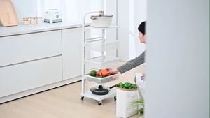 Kitchen Vegetable Storage Rack Trolley Cart Multi-layer Storage Rack Adjustable Shelf Household Vegetable Basket Storage Kitchen Storage Rack Removable Storage Rack