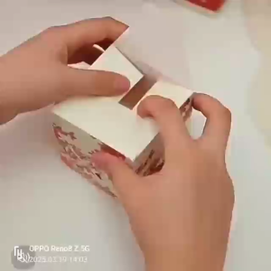 ZOEY มาใหม่..กล่องของขวัญ กล่องใส่ของ ชำร่วย กล่องกระดาษ 4เหลี่ยม ลายดอกไม้จีน 2สีทูโทน