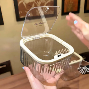 Transparent Acrylic Desktop Storage Box with Lid Cosmetic Jewelry Organizer Multi-Functional High-End Sensation Square Shape