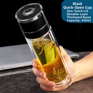 Double-layer Tea-separated Glass Cup Instant Open Advertising Customization