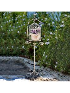 MOLORE | Aged White Birdcage Flower Stand