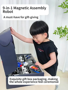 Magnetic Transformable Robot Toys Mainan Robot Car Building Block 9 IN 1 Sliver/Red/White Kids Gift