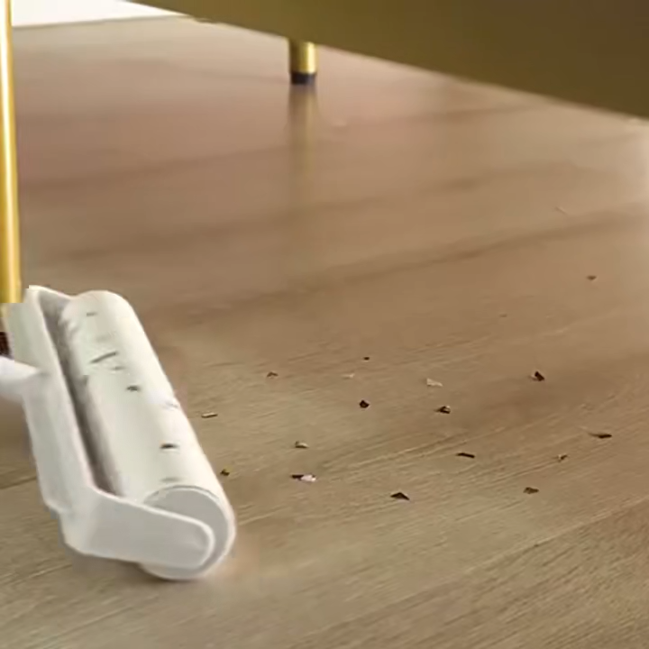 Long Handle Retractable Tear-off Sticky Paper Roller Floor Sticky Hair Carpet with Dust Sticky Hair Roller Sticky