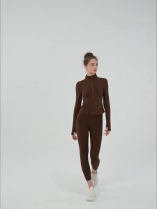 alo yoga แจ็คเก็ตโยคะขนฟลีซอบอุ่นฤดูใบไม้ร่วงฤดูหนาวสำหรับผู้หญิง แบบหนา ทรงเข้ารูป แขนยาว ซิป สำหรับวิ่งและฟิตเนส