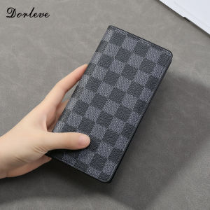 Slim Long Wallet for Men Multi-Card Slot Anti-Magnetic Vertical Pattern Leather Coin Purse Suitable for Young Students
