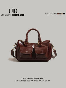 UR Retro Bowling Bag Womens Casual Crossbody Handbag Soft Polyester Lining Zipper Closure Soft Shoulder Strap Fashionable