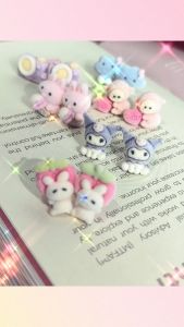 S925 Needle Stud Earrings Cute Fuzzy Set Cartoon Charm Flocking Earrings Jewelry for Women and Girls