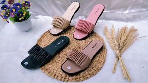 Sandal Nevada Slop Olivia Kerut Kekinian 2024 Sendal Wanita Teplek Terlaris