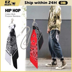 Hip Hop Contrast Color Paisley Bandana with Waist Wallet Chain Pants Belt