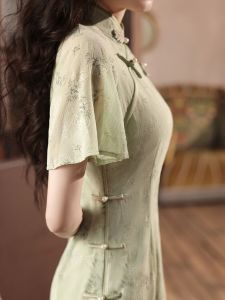 Elegant Short Cheongsam Dress for Young Girls Summer Style Reformed Qipao Daily Wear High Quality Vintage Short Sleeve Floral Pattern