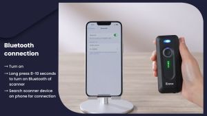 Eyoyo 2D Bluetooth Barcode Scanner Wireless with Clip 2000mAh Battery with Level Indicator Portable Mini QR Bar Code Reader for Library Book Inventory Compatible with iPhone iPad Android Phone