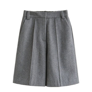 PIAOYA | High Waist Leg Slimming Gray Wool Five-Point Shorts
