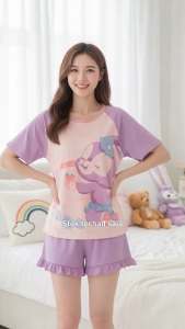 Pajamas Women Summer Thin Short Sleeves M-5XL Plus Size Homewear Set T94