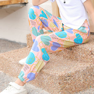 Girls Summer Thin Cotton Silk Lantern Pants Child Large Size Artificial Cotton Long Pants Mosquito Proof Trousers for Kids