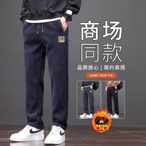 Thickened Corduroy Mens Casual Pants Loose Straight Leg Warm Winter Outdoor Wear Working Pants Autumn Winter Long Trousers