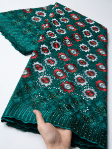 2026 African Style Purple Cotton Swiss Voile Lace Fabric - Floral Embroidery for Womens Elegant Dresses