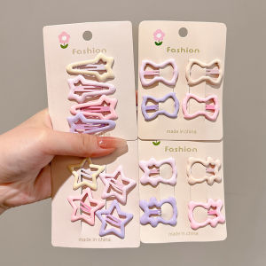 PINK EMPRESS | Dopamine Pink Stars Hearts Hair Clips for Kids Forehead Flyaways