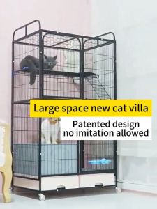 Sangkar Kucing Besar 3 Tingkat 4 Level Premium Cat Cage Large Cat House Indoor Dog Cage Cat Villa With Cat Litter Box