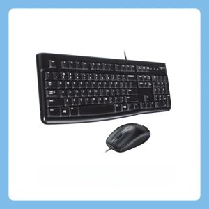 Logitech | Logitech MK120 Wired Keyboard Mouse Combo Full Size USB Plug & Play Black Desktop Set for Home Office