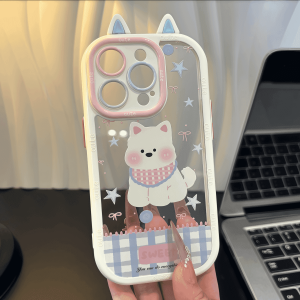 Cute Scarf Doggies  16Promax Cream Cat Ears Phone Case Creative Pura70 Reno13 Simple Vivos20 Huawei Mate70pro Silicone Protective Cover