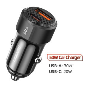 Toocki | Toocki 50W USB C Car Charger For Phone PD QC 3.0 Fast Charger For iPhone 17 16 15 Pro Max Samsung S24 25 Xiaomi Mini Car Charger
