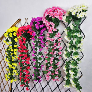 Wolf.id PBP94 Tanaman Hias Rambat Buatan Plastik Bunga Sakura Mawar Gantung Juntai Artificial Hanging Decoration Ornamen Hiasan Dekorasi Dinding Gedung Indoor [BISA COD]