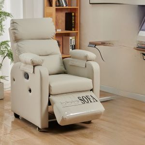 โซฟาห้องนั่งเล่นสไตล์อวกาศแบบพับได้พร้อมพนักพิงไฟฟ้า โซฟาหนังแท้แบบอเนกประสงค์สำหรับห้องนอนขนาดเล็ก โซฟาแบบมีที่เก็บ