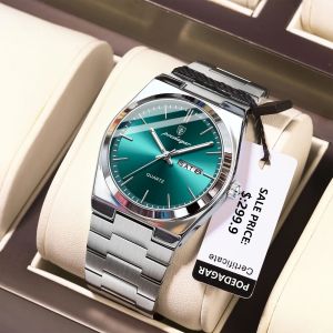 POEDAGAR Luxury Sport Quartz Man Wristwatch Waterproof Luminous Date Week Men Watches Stainless Steel Mens Watch Male Reloj