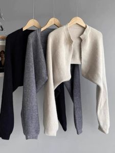 PEIXI | French Style Short Knit Cardigan Batwing Sleeve Outerwear