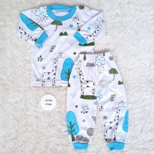 Setelan Baju Bayi Baju Tidur Bayi Piyama Bayi Lengan Panjang Usia 3-12 Bulan Motif Jerapah