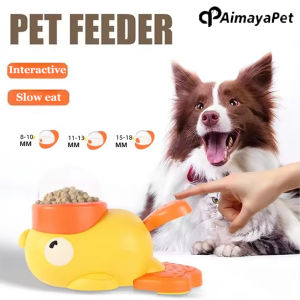 AIMAYAPET Little Yellow Duck Pet Automatic Feeder Exercise Dog Intelligence Interactive Dog Food Dispenser Cat Dog