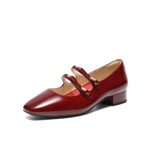 Belle | Genuine Leather Red Mary Jane Shoes