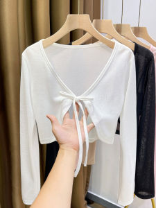 Womens Lace Trim Shoulder Bridesmaid Dress Cover up Cardigan Thin Shawl Summer Skirt Outerwear Korean Style Long Sleeve Slim Fit