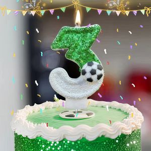 Football Childrens Birthday Candles Number 0-9 Soccer Candles Cupcake Toppers Cake Topper Boys Cake Decoration Party Supplies