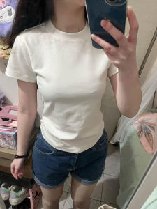 Áo Thun Cotton Tay Ngắn Thường Ngày Mùa Hè Cho Nữ Áo Thun Dáng Ôm Vừa Vặn Thiết Kế Cổ Tròn in Họa Tiết Quần Áo Công Sở