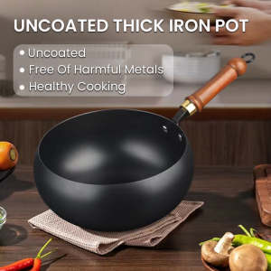 26/24cm Uncoated Thick Iron Pot Non Stick wok Casserole kitchen cooking pot cast iron skillet Cookware wok pan fry pan