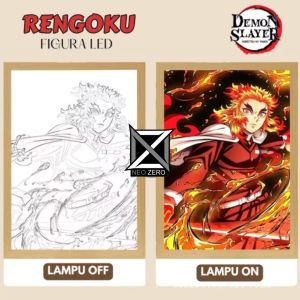Hiasan pajangan pigura LED Light bingkai frame anime one piece demon slayer dragon ball naruto