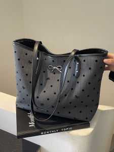 Casual Large Capacity Autumn Winter Polka Dot Womens Shoulder Bag Fashionable Commuting Handbag Trendy Tote Bag