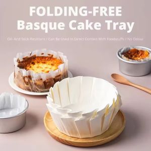 Basque Cheesecake Oil Paper Tray Foldable Cake Mold Disposable Release Mousse Cake Paper Baking Oil Proof Edge Paper