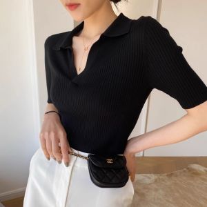 HUOLISI | Slim Fit Short Sleeve Knit Top