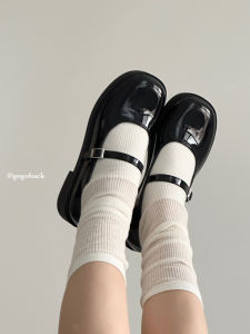 Giày Đế Thấp Gogoback Màu Đen Giày Cao Gót Nhỏ Giày Mary Janes Bóng Mờ Đa Năng Đầu Tròn Dễ Thương Tăng Chiều Cao Cho Nữ