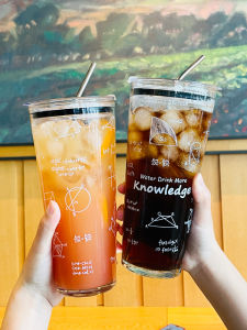 ความจุขนาดใหญ่ 1l ถ้วยแก้วทนความร้อนพร้อมฝาปิดและฟางสําหรับผู้หญิงดื่มน้ํานมถ้วยน้ําผลไม้มูลค่าความงามสูง