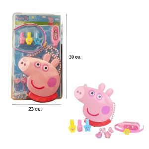 เป๊ปป้าหมูกล่องแต่งหน้าเด็กกระจกสาวกระเป๋าแต่งหน้าดัมมี่เจ้าหญิงโต๊ะเครื่องแป้งโฮมเมดเด็กของเล่นของขวัญวันเกิด